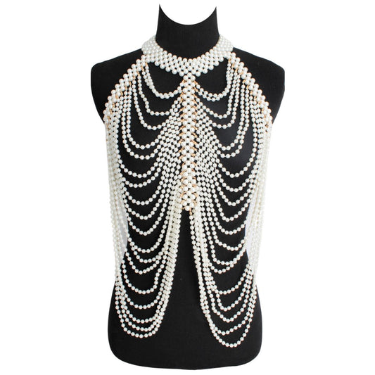 Cream Pearl Draped Body Chain