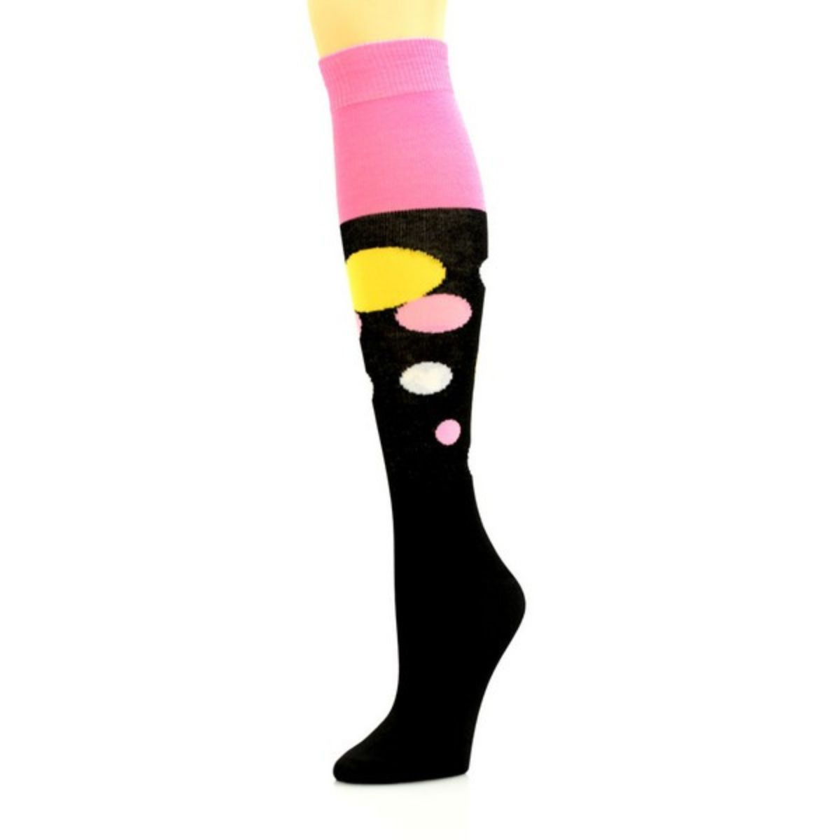 Socks Knee High Black Retro Bubble for Women